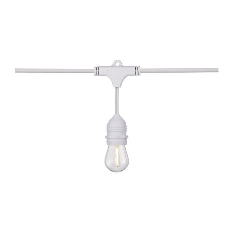 24Ft - LED String Light - Includes 12-S14 Bulbs - 2000K - White Cord
