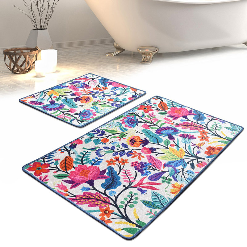 Ensemble de tapis de bain antibactérien (2 pièces), 100% polyester, 19,7 po x 23,6 po et 23,6 po x 39,4 po | Sous-tapis antidérapant, hauteur des poils: 0,4 po | Lavable à la machine, doux et durable, idéal pour la sécurité et le confort de la salle de bain