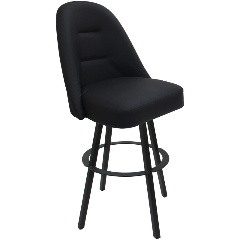 Tabouret de bar pivotant en métal Kambrea, Vinyle noir / base grise