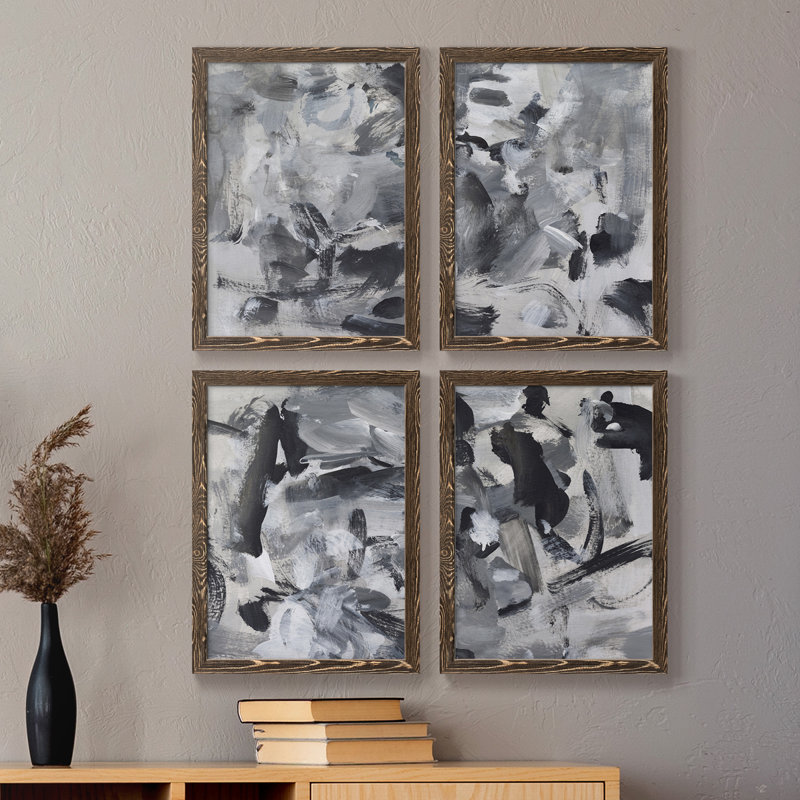 Toile encadrée noire et blanche de qualité supérieure - prête à être accrochée, Noyer, H 24 po x l 72 po x P 1,5 po