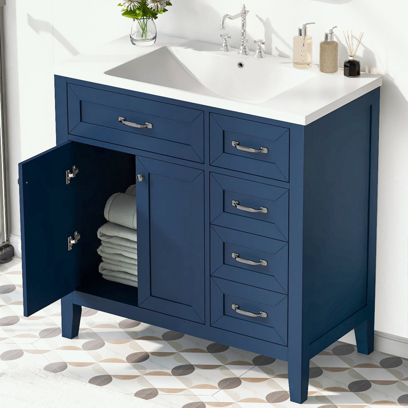 Rangement pour salle de bain Berdyne, Argent, Bleu
