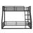 Metal Bunk Bed, Twin over Full Floor Bunk Bed Frame,Heavy-Duty Bunk Bed for Kids, Teens, Adults, Noise-reduced Design, Black-875496518