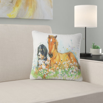 Cheval mignon brun relaxant - coussin à imprimé animal