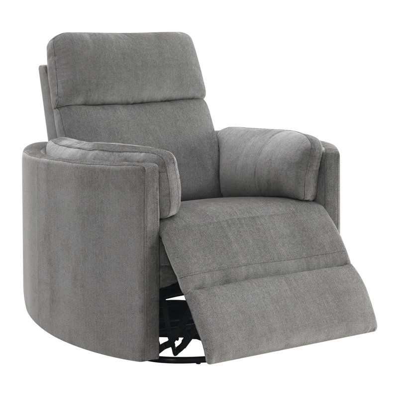 Ilyaz 40"W Upholstered Glider Recliner with Swivel, Charcoal Chenille