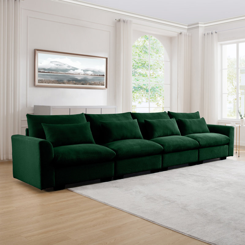 Reposa 122'' Rolled Arms Sofa, Green
