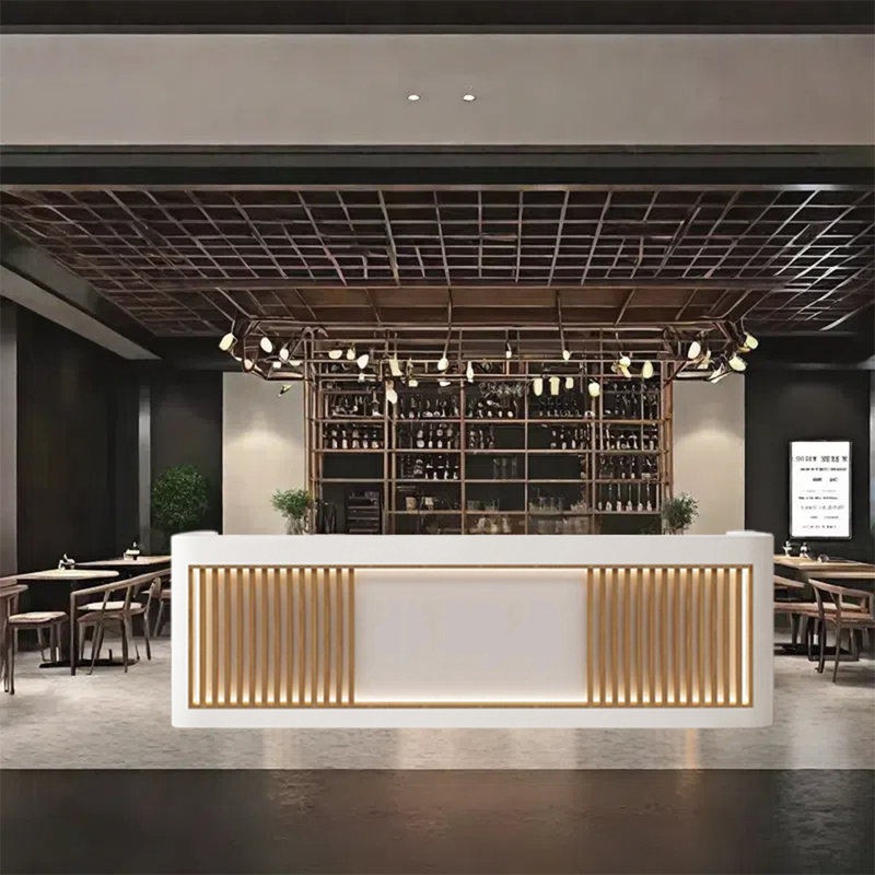Large Front Desk Bar Service Counter, White