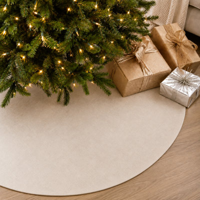 Natural Linen Blend Plain Design Decorative Christmas Tree Skirt 56"