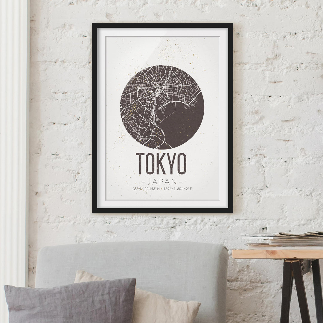 Gerahmtes Poster Tokyo Map