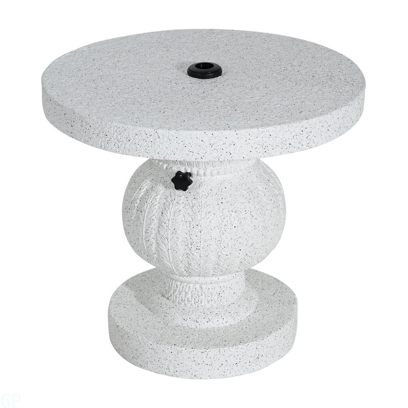 Berra MGO Outdoor Patio Side Table Umbrella Base With Sand-Filing Design, White Marble