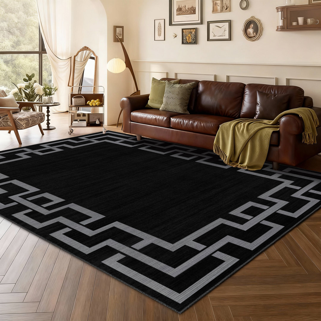 Abstract Machine Printed Shag Area Rug