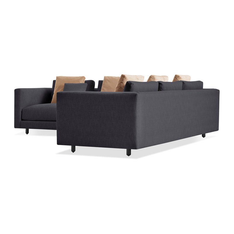 Hands Down Sectional, Camel Velvet/Sanford Navy, Left Hand Facing, Tofte Navy Polyester Blend