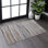 Tapis 2 x 3 ivoire / bleu / rayé non délesté salon chambre à manger bureau à domicile élégant et résistant aux taches