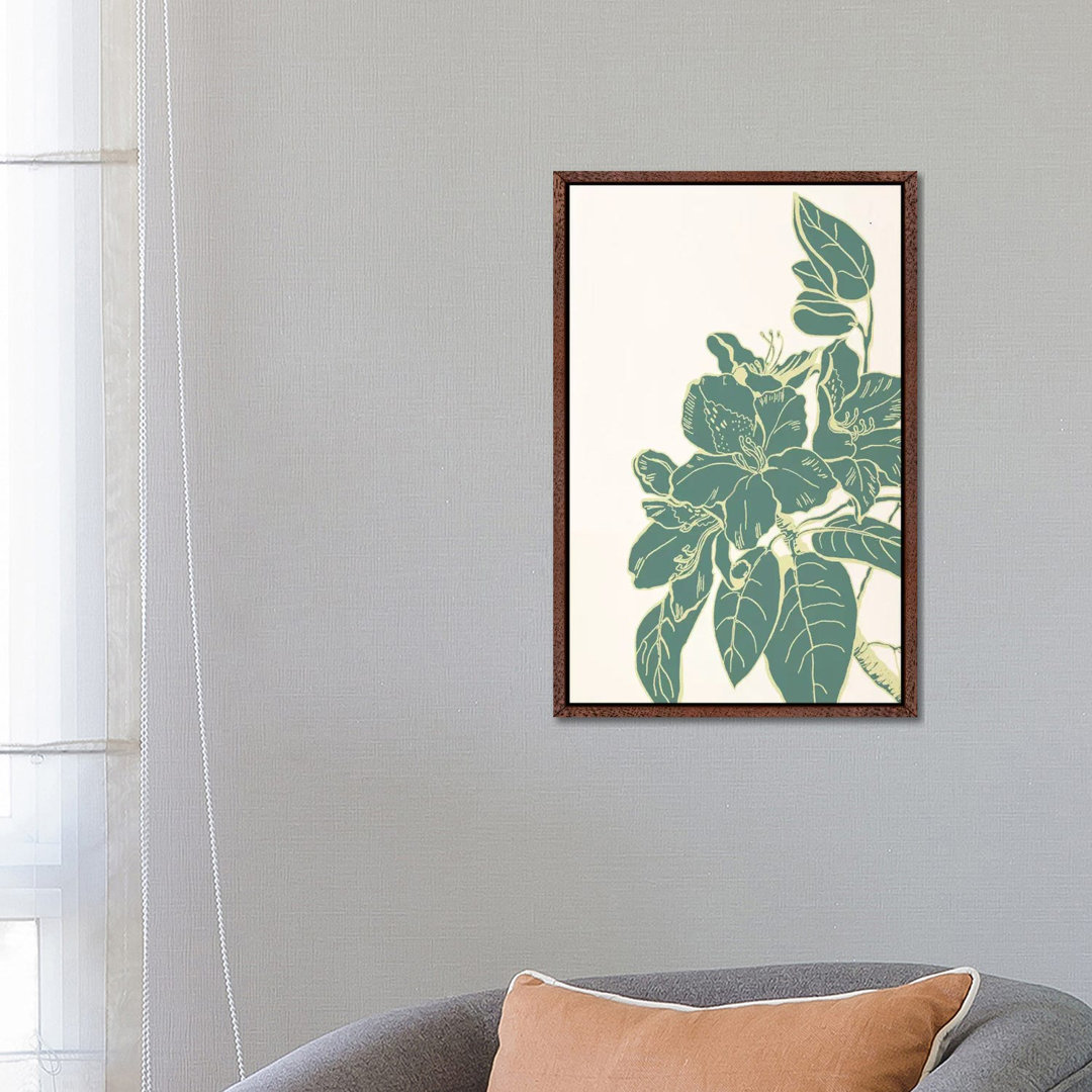 Flower & Leaves (Green) von 5by5collective - Galerie-verpackte Leinwand Giclée auf Leinwand