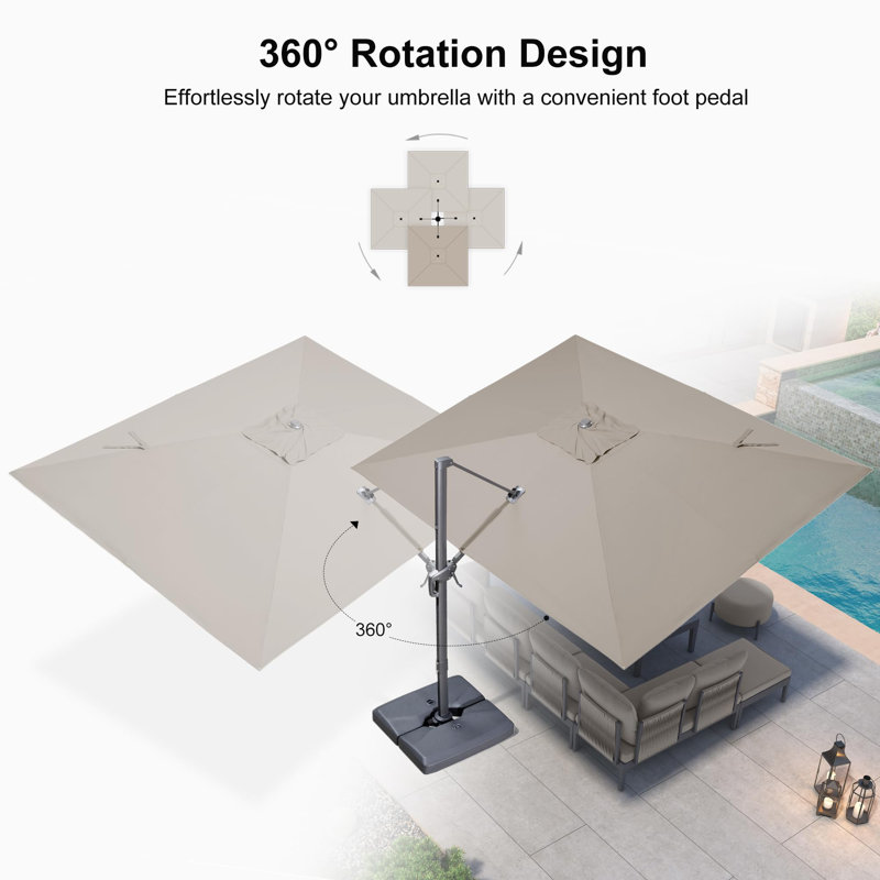 274cm X 335cm Rectangular Cantilever Parasol, Beige