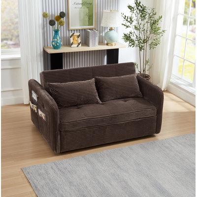 55.2" Sleeper Couch Corduroy Pull Out Sofa Bed