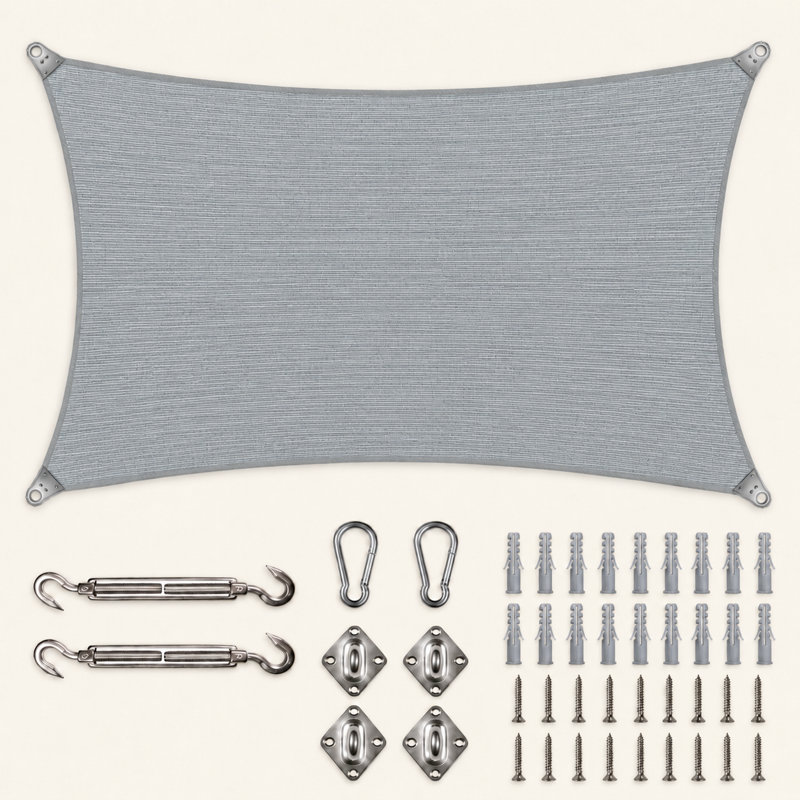 Voile d'ombrage rectangulaire renforcé, 12 pi x 16 pi, gris