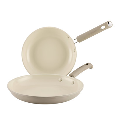 Farberware Truecook Ceramic Plus Induction Frying Pan Set, 10 And 12.25-Inch, Taupe