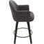 Ensemble de 2 tabourets de comptoir modernes pivotants en tissu / bois massif 26 po - gris anthracite chaud / noyer foncé-818938839-818938838