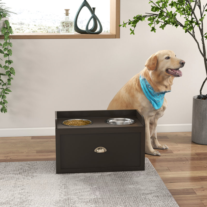 Rangement pour chien avec bols surélevés - café, rangement pour les grands chiens