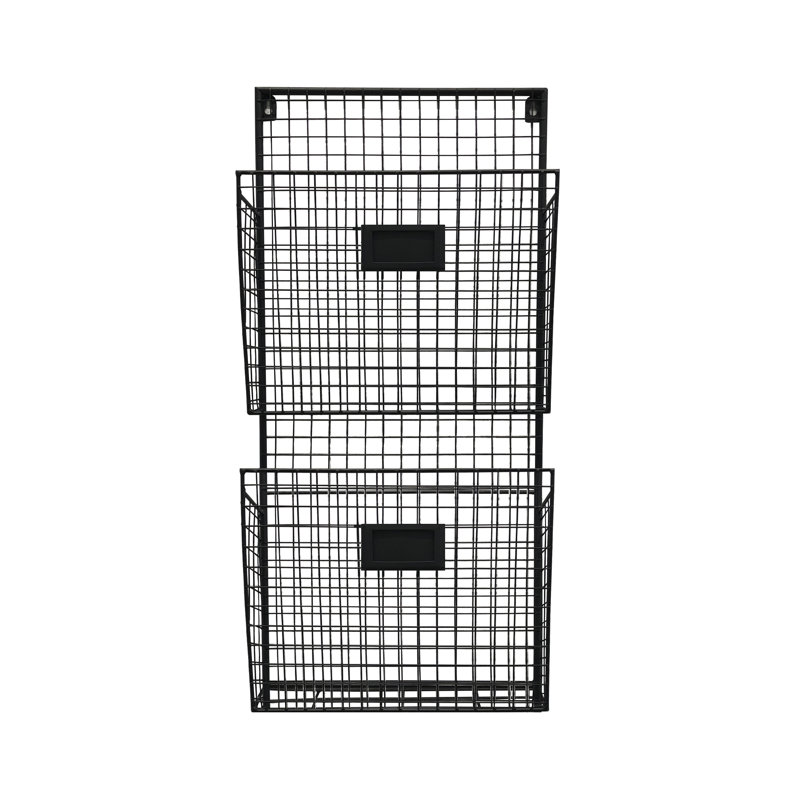 Rangement mural à 2 poches avec rangement pour le courrier Berkman, Noir