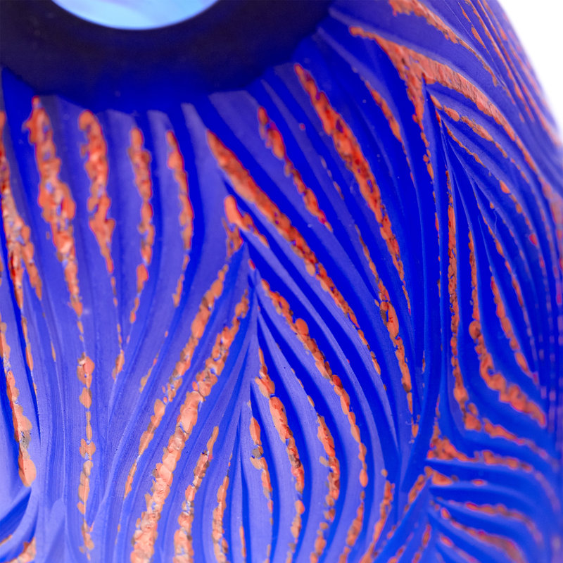 Fused Groove Glass Table Vase, 12.75" H x 7.25" W x 7.25" D