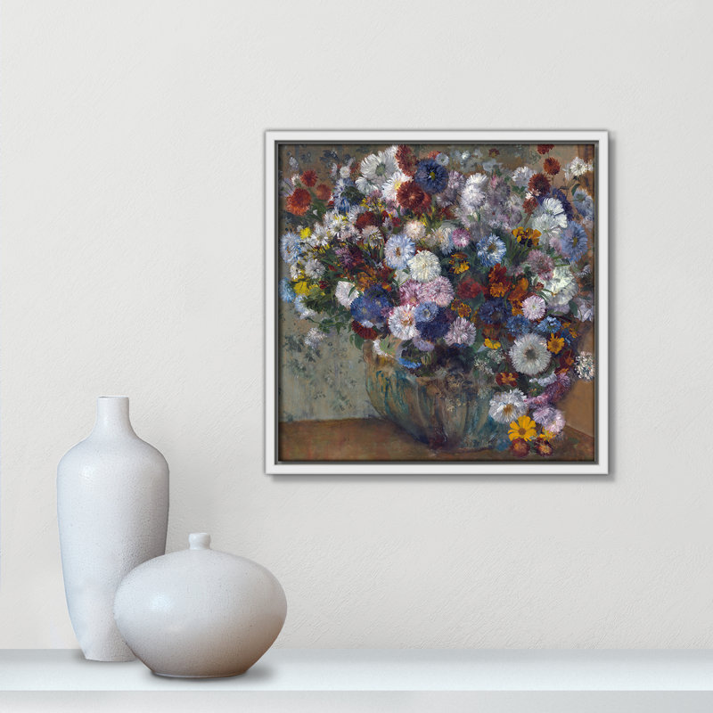 «A Vase of Flowers» par Edgar Degas, H 13,5 po x l 13,5 po x P 2 po, Pas de tapis, Toile encadrée flottée blanche