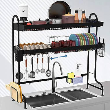 Over The Sink Dish Drying Rack,2 Tier Stainless Steel Dish Rack Drainer