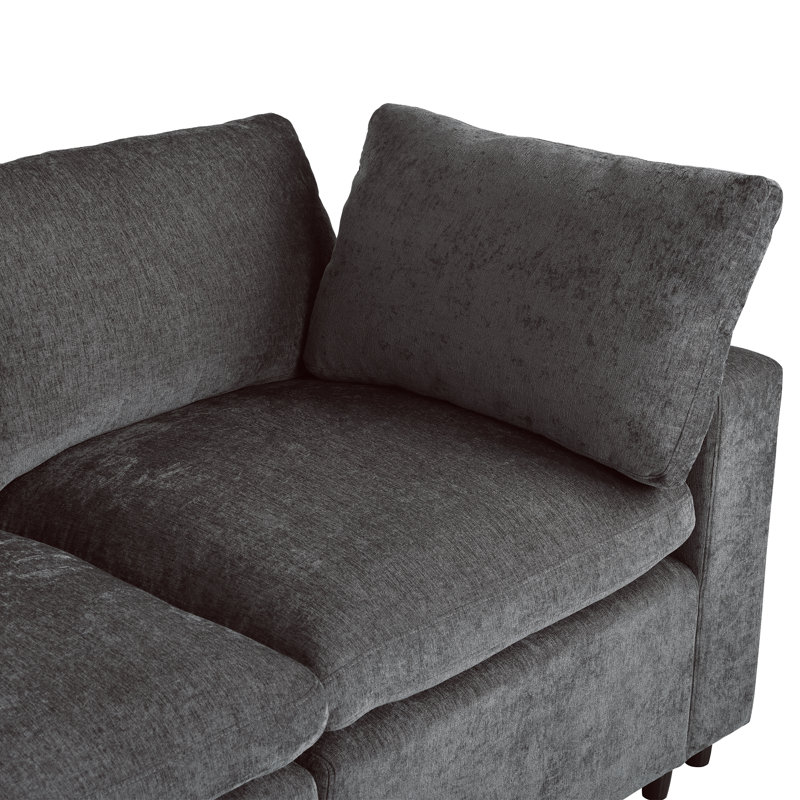Canapé modulaire rembourré avec espace de rangement, ports de charge USB, charge sans fil et haut-parleur Bluetooth intégré dans les bras, canapé modulaire pour le salon