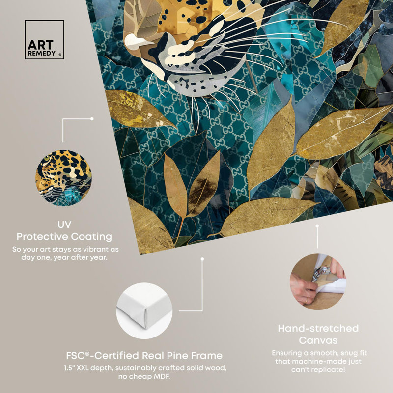 Miami Inspired Cheetah Canvas Art Print with Gold Accents