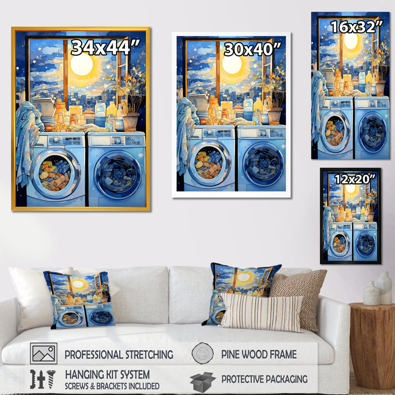 «Blue Laundry», H 44 po x l 34 po x P 1,5 po