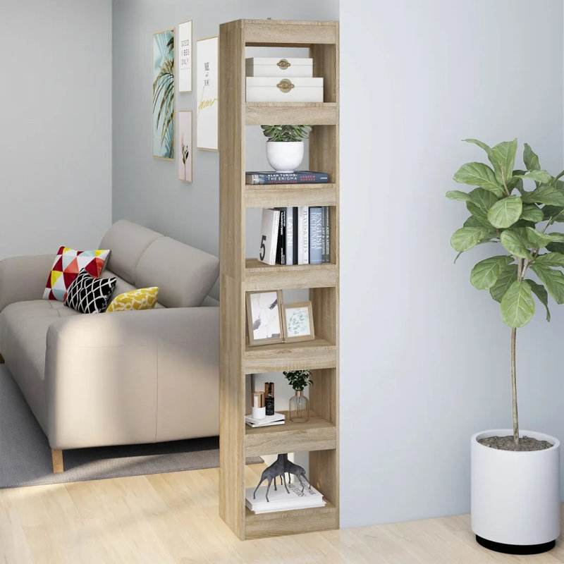 Garneta Bookcase, (4 Shelves) 198cmH x 40cmW x 30cmD, Sonoma Oak