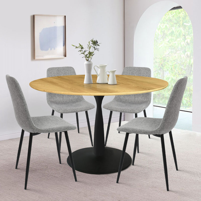 Ensemble de salle à manger 4 personnes avec table basse l 35 po Bassey, Gris, Noir