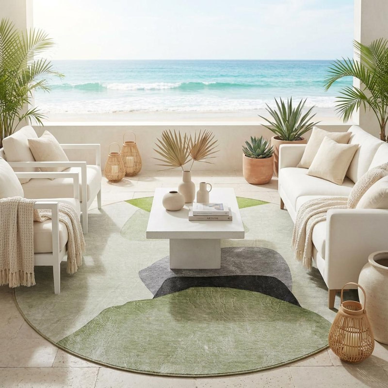 Tapis extérieur rond rond 8 pi