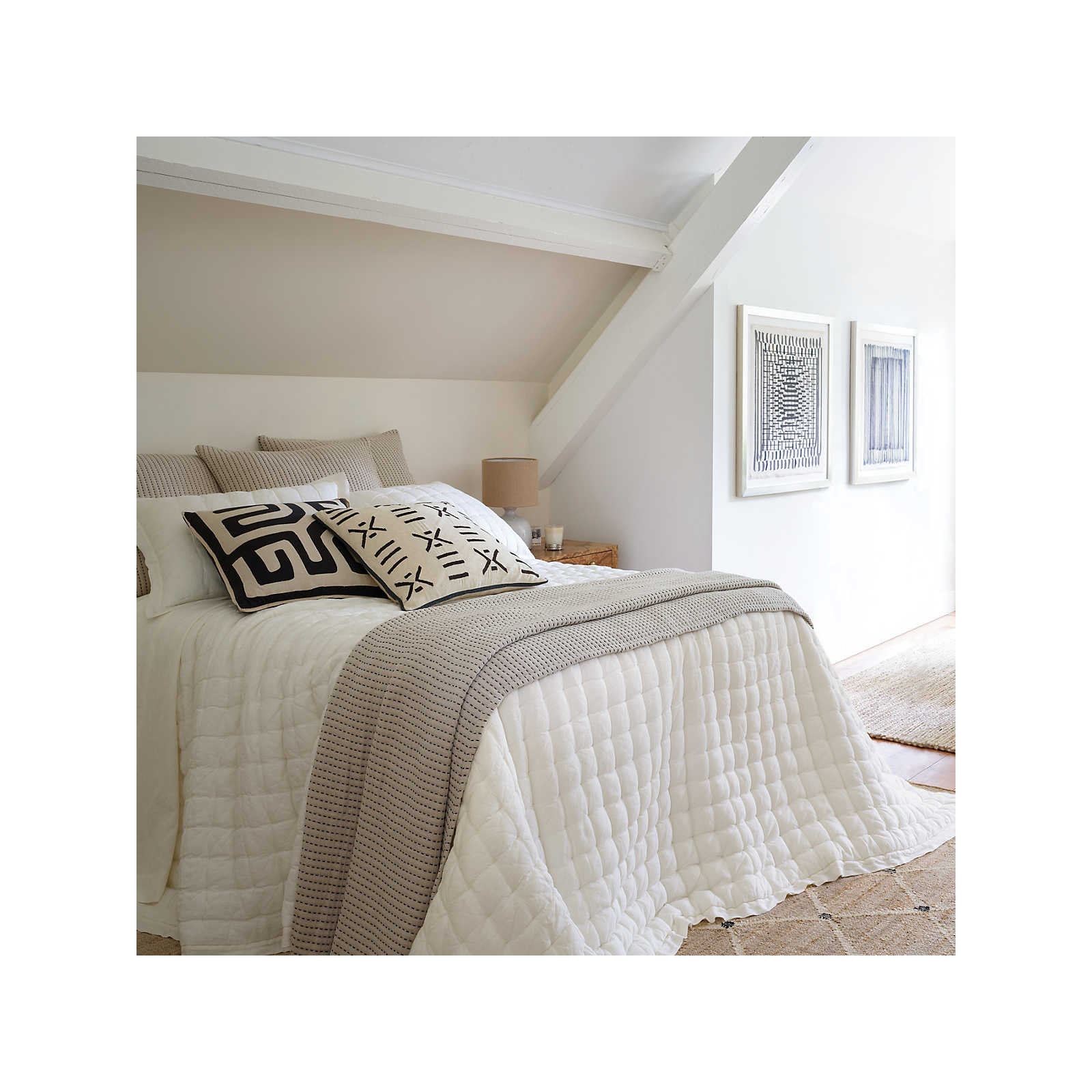 Pick Stitch Matelasse Coverlet, Natural, King Coverlet