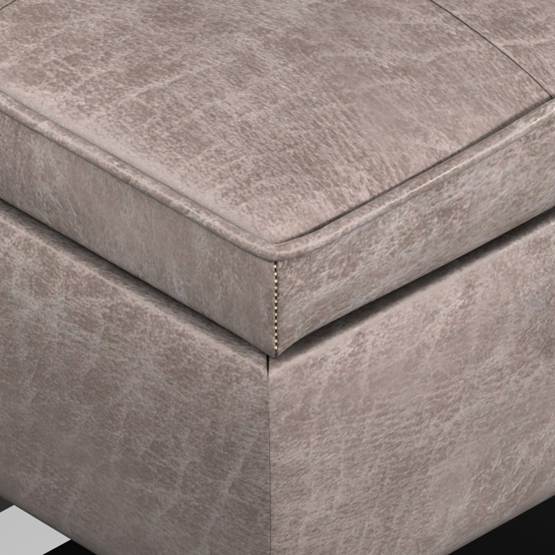 Banc de rangement avec repose-pieds et tablette capitonnés Cosmopolitan, Gris taupe délavé