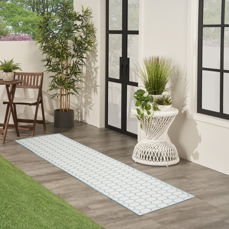 Tapis intérieur / extérieur géométrique réversible Kyee, Tapis de couloir 2 pi 2 po x 12 pi