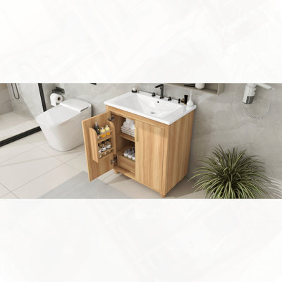 Bathroom Vanity With Sink Combo Multi-functional Cabinet Doors Drawer And Adjustable Shelf