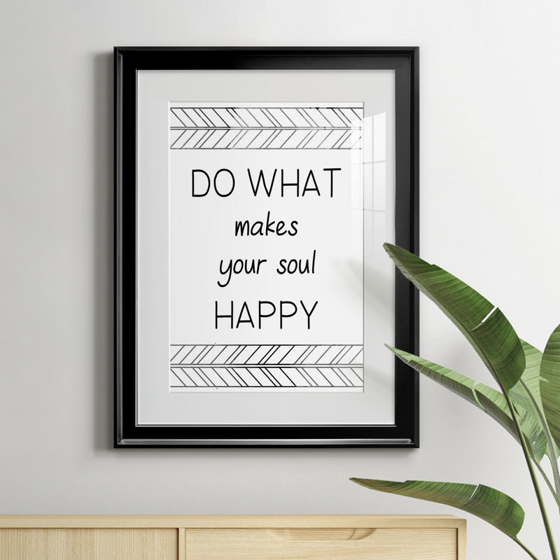 Your Soul Happy - art textuel avec cadre photo, H 22,5 po x l 30,5 po x P 1,5 po, Noir