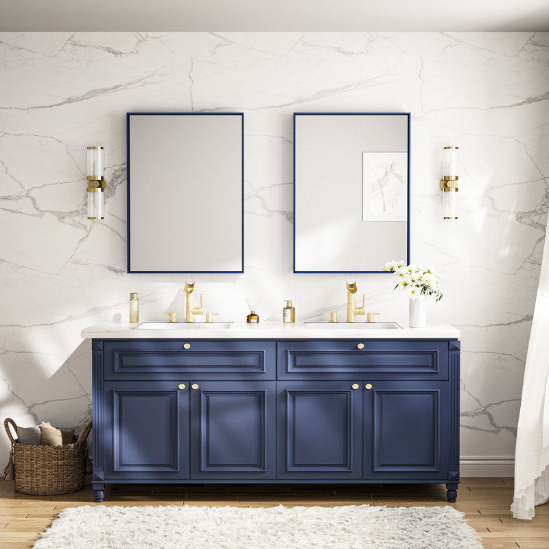 Stemn Framed Bathroom Vanity Mirror Accent Mirror, 30" x 22", Blue