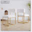 Ensemble de deux chaises de salle à manger blanches en tissu Teddy