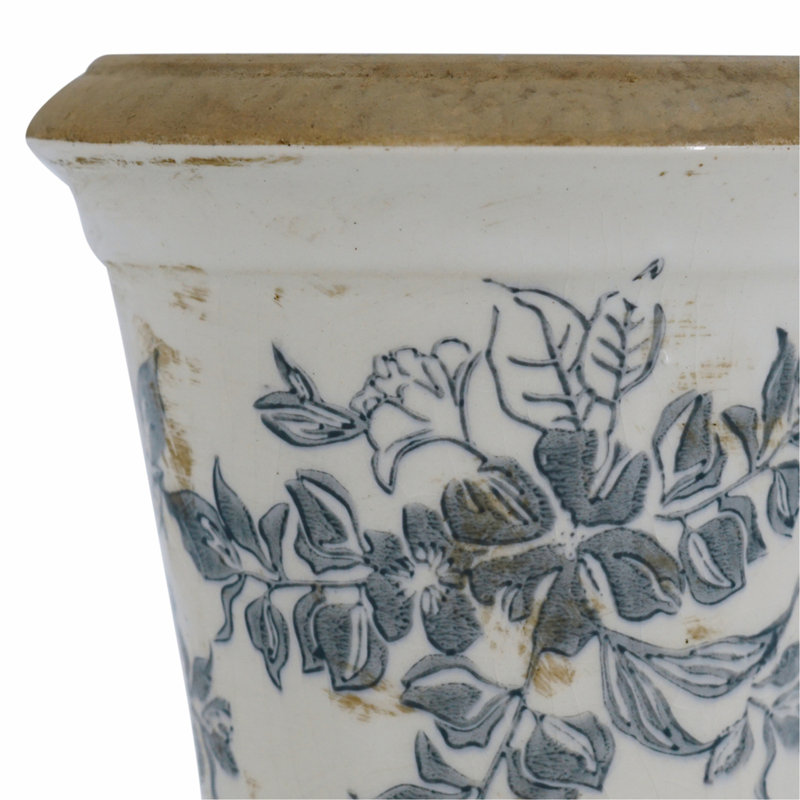 Jardinière en céramique 5,3 x 5,3 x 5,1 po avec motif floral, ensemble de 4