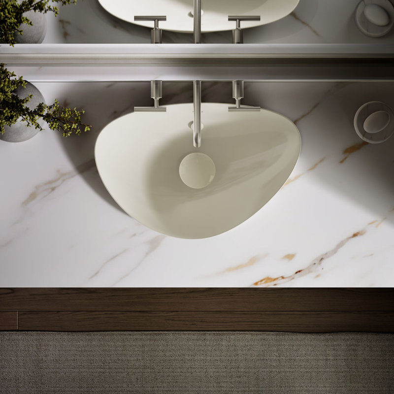 Veil® Ceramic Specialty Vessel Bathroom Sink with Overflow, Biscuit