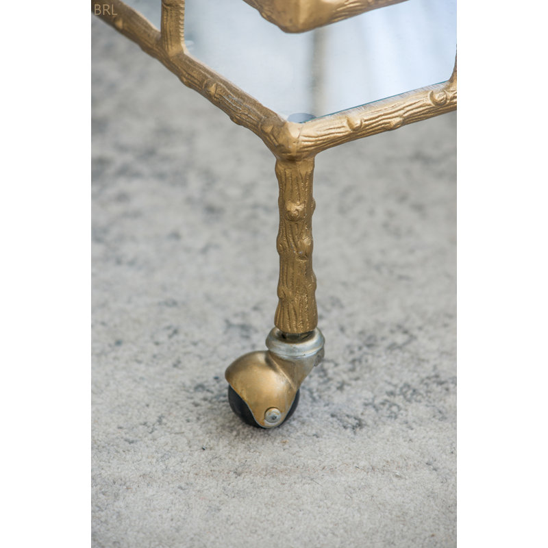 Chariot-bar 23,5 x 13,5 x 30 po, laiton antique