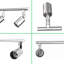 Ensemble d'éclairage sur rail à 4 lampes réglables et dimmables, bras flexibles et pliables, fini nickel satiné, pour cuisine, couloir ou chambre. Ampoules à culot GU10 non incluses.