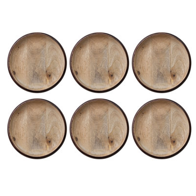 Large Round Mango Wood Dish Set