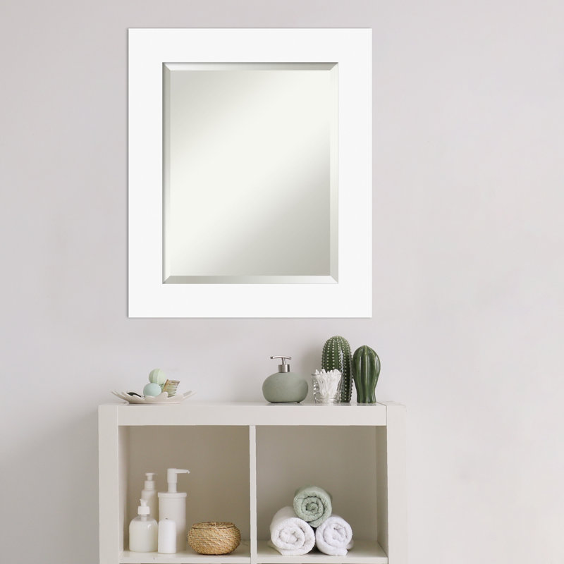 Miroir mural en bois, 25,5 po x 21,5 po, Blanc