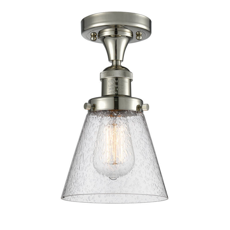 Glass Semi Flush Mount, Polished Nickel