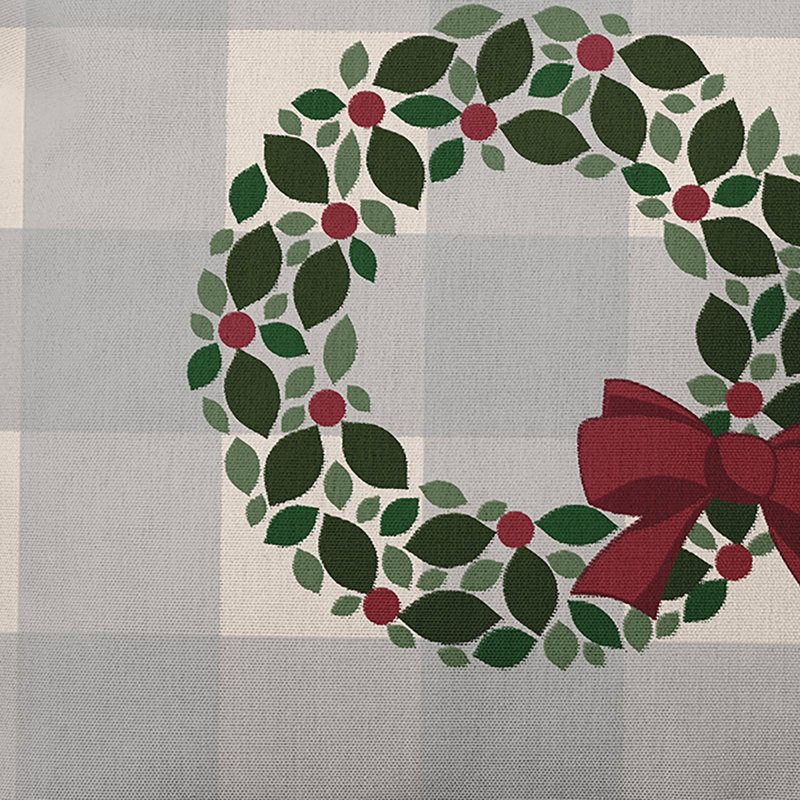 Holly Wreath Square Throw Pillow, 16" H x 16" W
