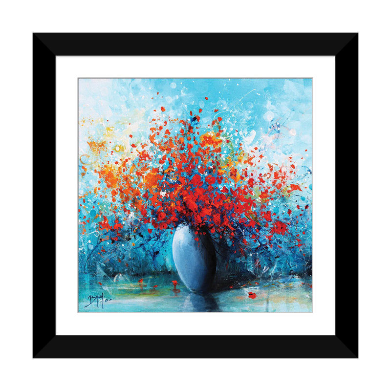 Bouquet de joie - reproduction d'art murale - papier d'art encadré, H 24 po x l 24 po, Noir