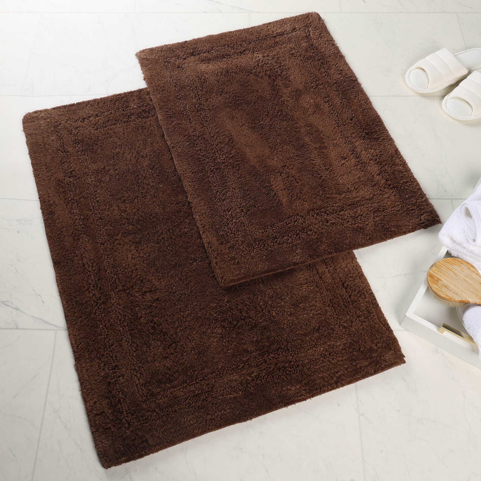 Cotton Bath Rug, Solid Chocolate